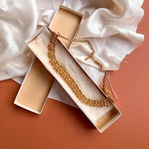 Vintage 1950s Gold Collar Necklace With Layered Tiny Flowers
